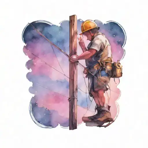 Child Who Is A Lineman Working On Power