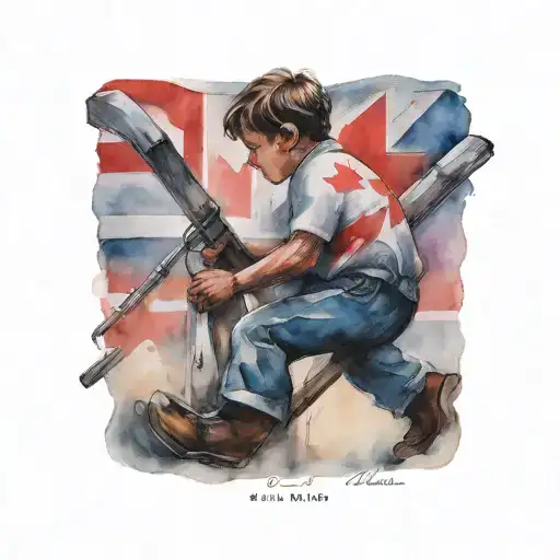 Child Who Is A Lineman Working On Power With A Canadian Flag