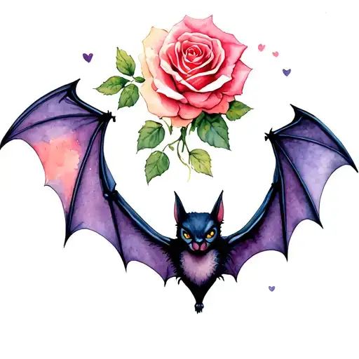 Bat And A Rose Intertwined