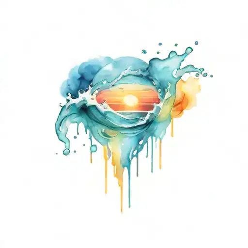 Water Splash With Ocean Sunrise