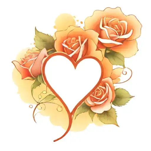 Heart With Rose In Outline Tattoo Design With Name