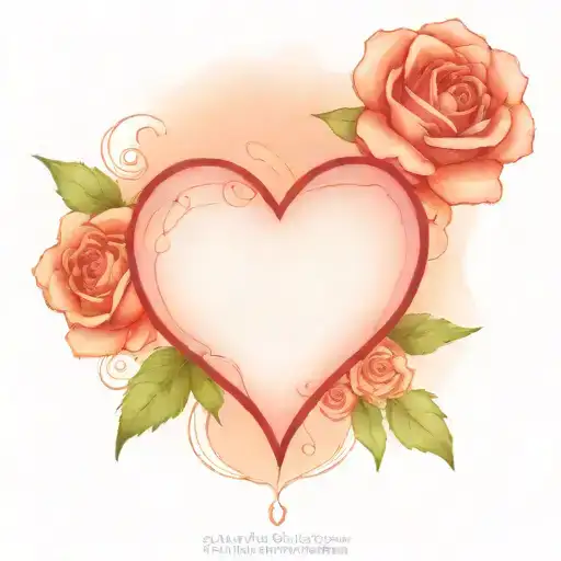 Heart With Rose In Outline Tattoo Design With Name