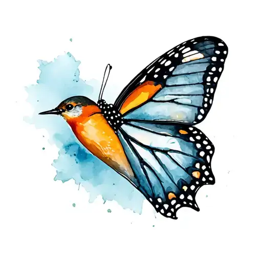 Robin And Monarch Butterfly