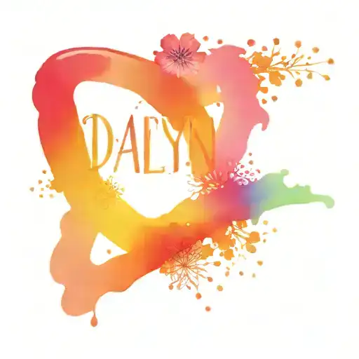 Rainbow With The Name Daelyn And 3 Tiny Snowflakes Around