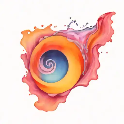 Water Splash And Ocean Sunrise With Spiral Blue Waves