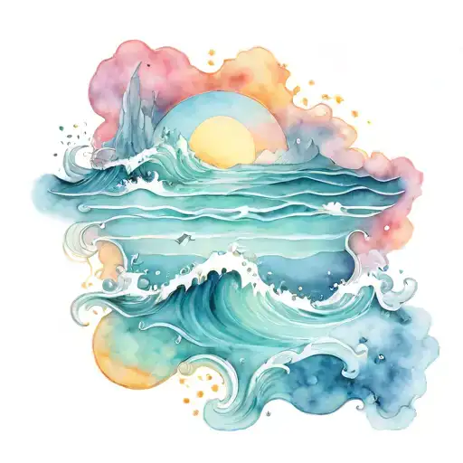 Ocean Sunrise Surrounded By Stars