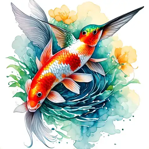 Koi And Hummingbird