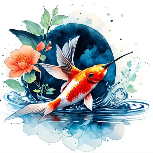 Koi And Hummingbird