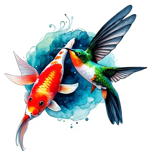 Koi Next To Hummingbird
