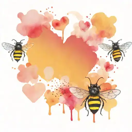 Bee With Dotted Line Flying Path And Heart