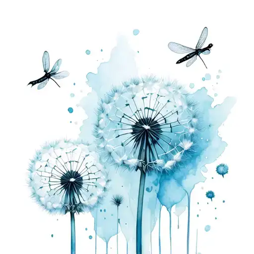 Dandelion With A Dragonfly Flying Towards