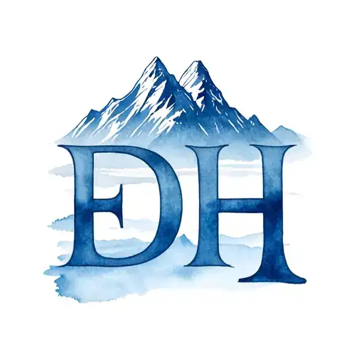 Mountain Landscape E D H Initials Intertwined