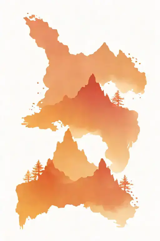 Moutain Range With Water In Full Color