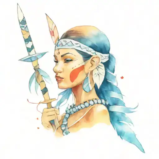 Animated Woman Warrior With Taino Dominican Republic