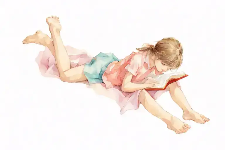 A 9-Year-old Girl Reading A Book