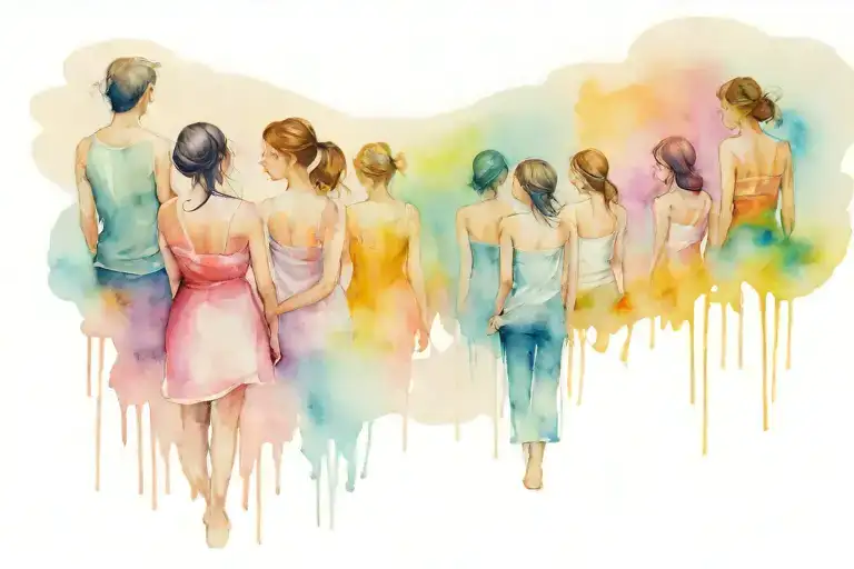 Ten People Standing In Line Facing Me