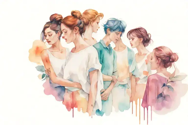 Ten People Standing In Line Looking At You