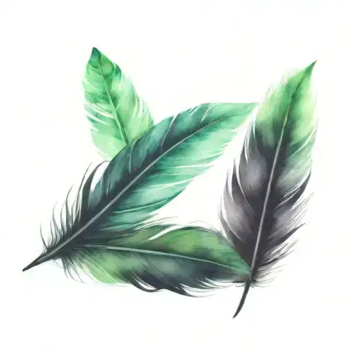 Black Feather With Green Highlights
