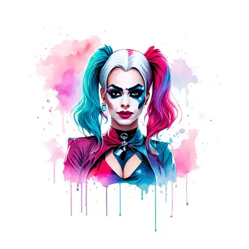 Cyberpunk Harley Quinn Using Trangender Flag Colors