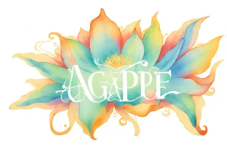 Agape Written In Greek And Lotus Flower