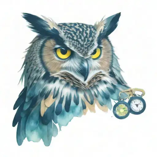 Eagle Owl And Tape Measure