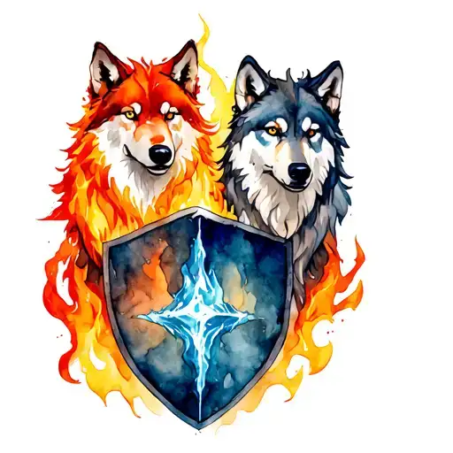 Ice And Fire Wolves On A Shield