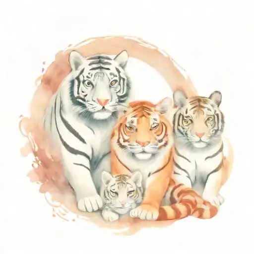 3 Cats Two Tigers And One Tiger With White
