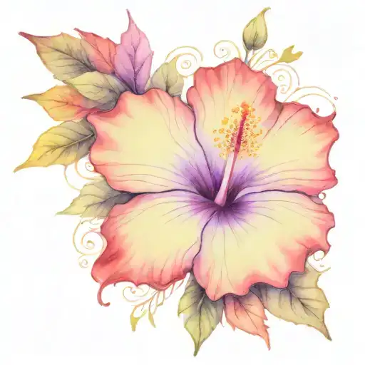 Hibiscus Flower With Sun Setting Inside Of It