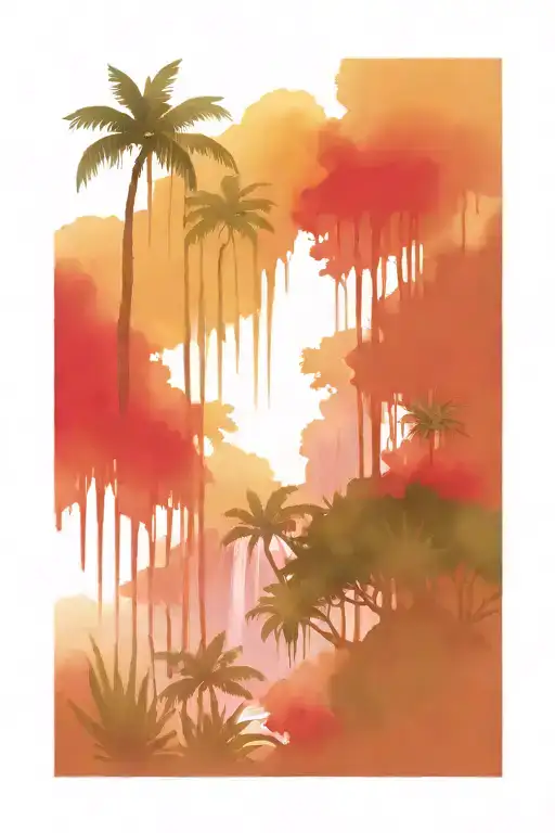 Rainforest And Waterfall