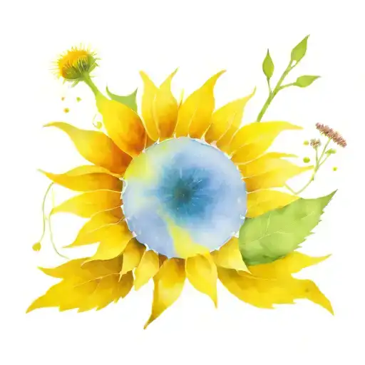 Sunflower And Lavender With A Dandelion Seed Pods