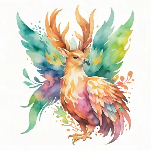 Doe With A Pheonix Bird Rising