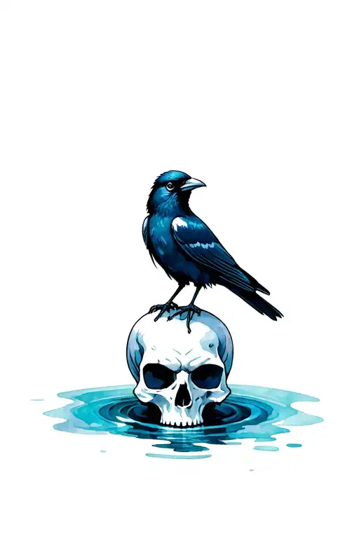 Angry Black Bird Sitting On A Skull Thats In A Pool Of Acid - Make It Metal As Fuck