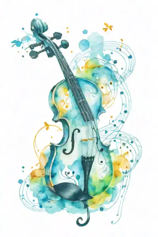Violin With Music Notes Flowing
