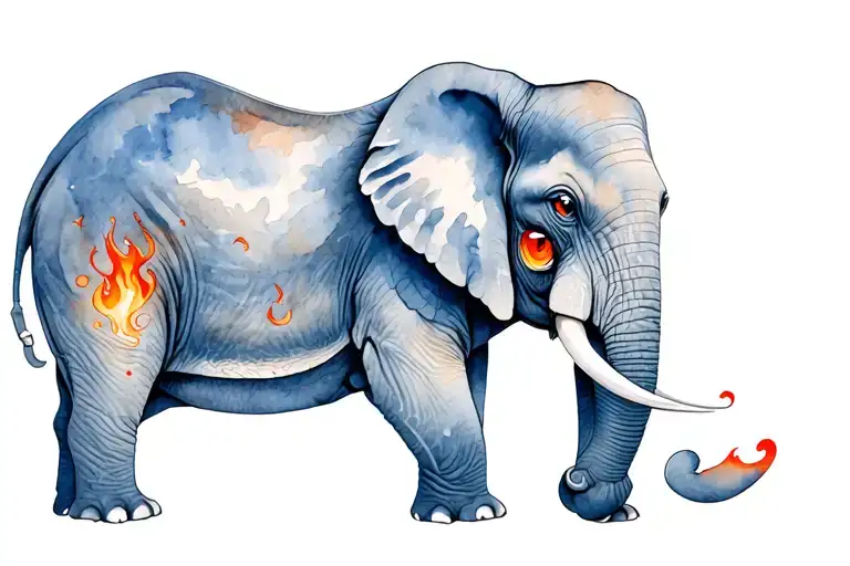 Elephant Red Eyes And Fire