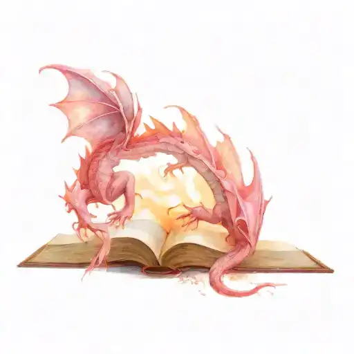 An Open Book From Which A Pink Dragon Coming