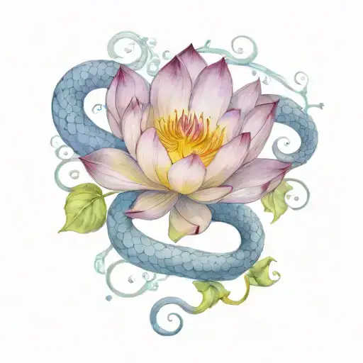 Moon Snake Lotus Flower Blooming