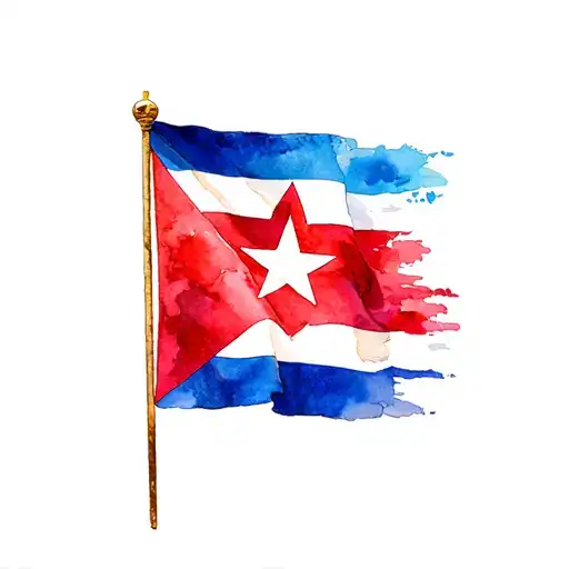 Symbol Of Medicine And Flag Of Cuba Patria And