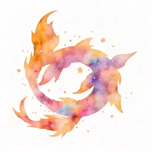 Pisces Constellation In Galaxy Background