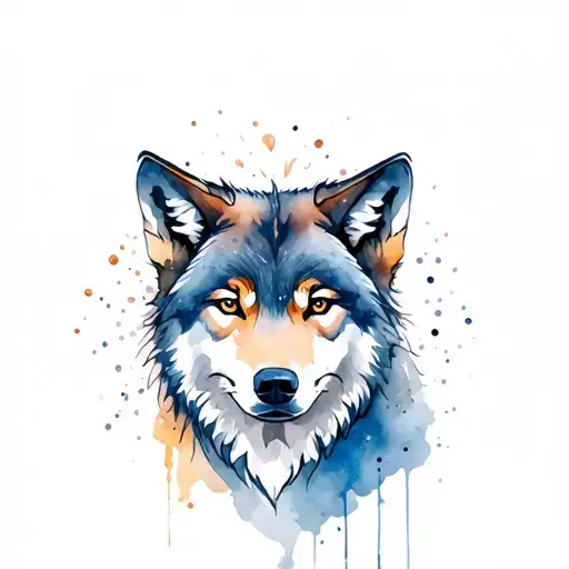 Wolf Head Up And Down Women's Face Looking Forward