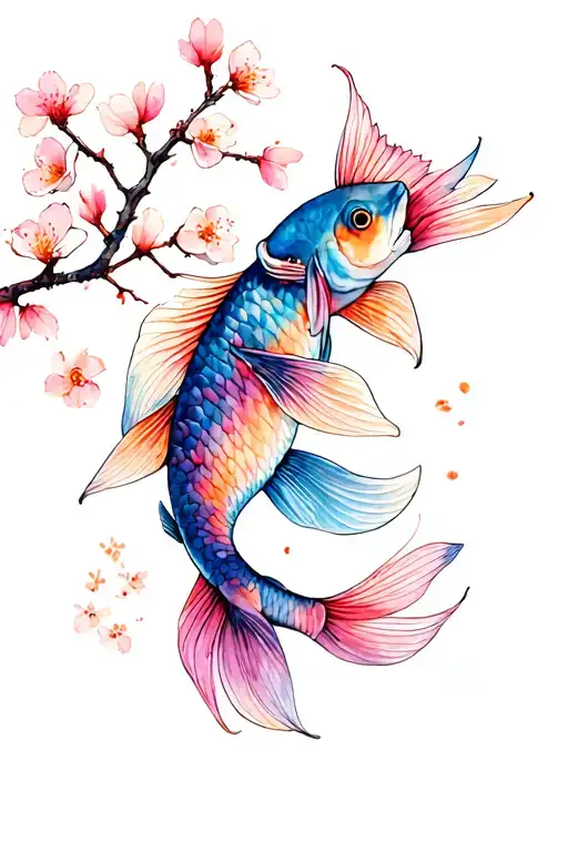 Kio Fish And A Blossom Tree