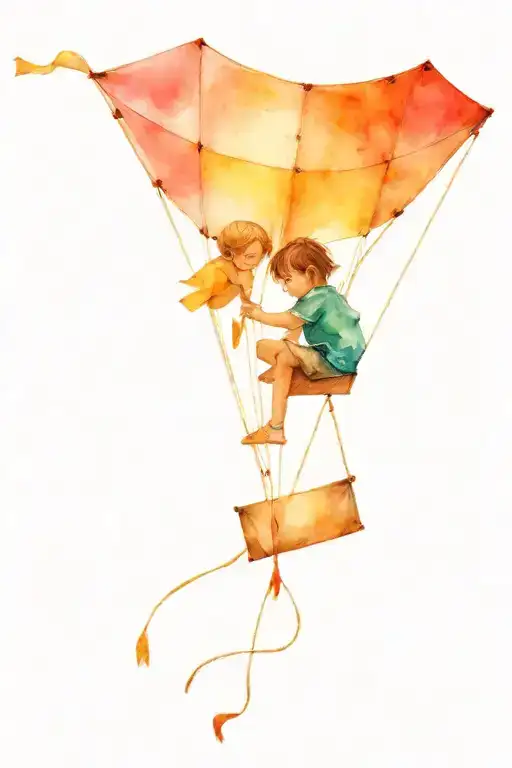 A Kite And A Little Boy Sitting