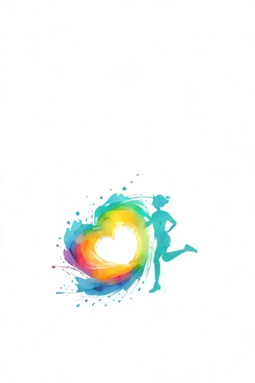 Graphic Design Of A Female Runner With A Trail Of Footprints Forming The Shape Of A Heart