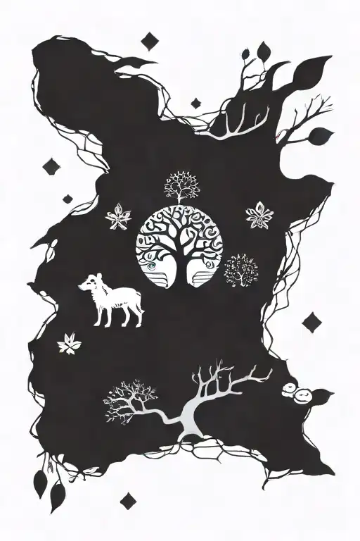 Tree Of Life With A Hedgehog At Bottom Of It With Dog Paw Prints