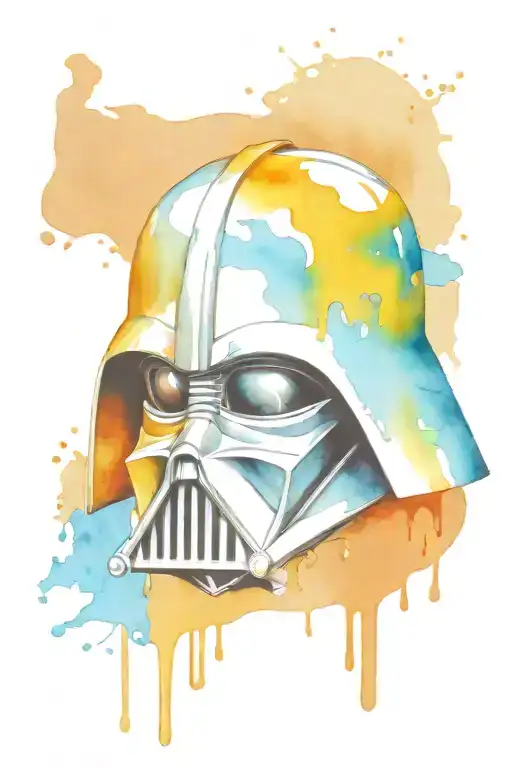 Dripping Darth Vader With Crack Helmet And Skull Showing