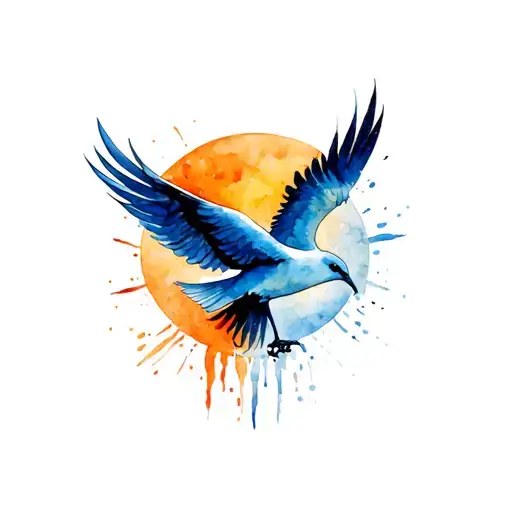 Fenix Bird Flying Towards The Sun