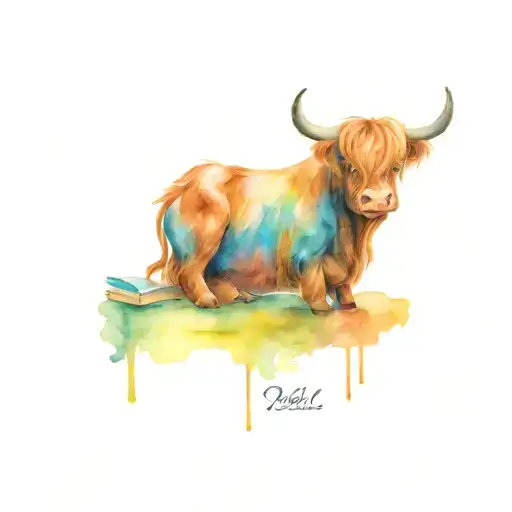 Highland Cow Reading A Book