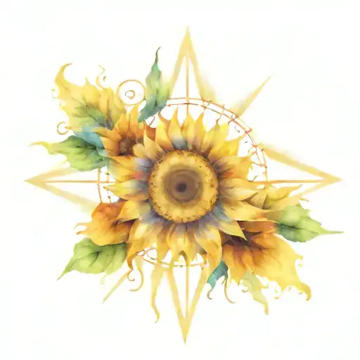 Sunflower Compass Rose Surrounded
