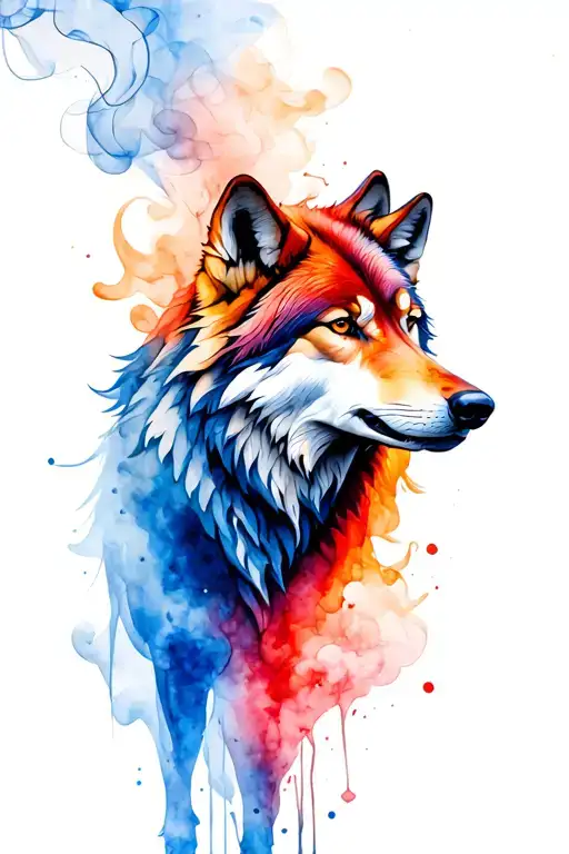 Wolf 2 Diferente Smoke Blue And Red Coming Out Of Its