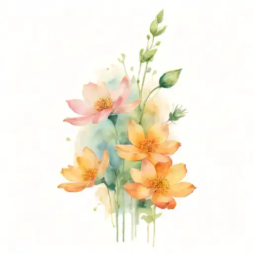 Water Lilys And Orange Cosmos