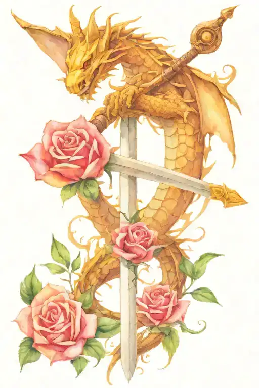 Sword Dragon And Rose